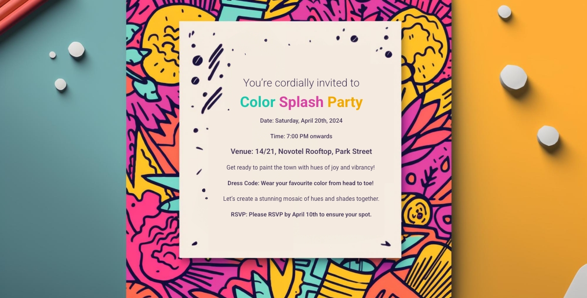 color theme party wording 
