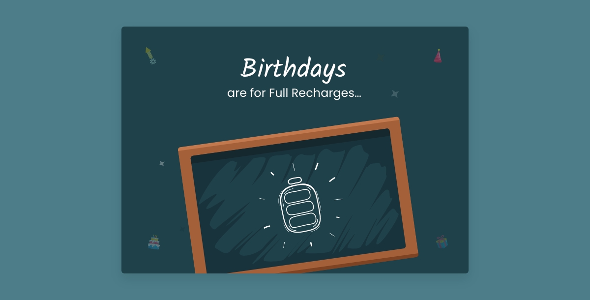 battery recharge funny birthday card design