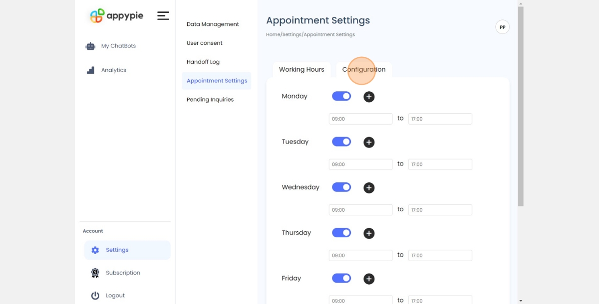 Configure Appointment Settings