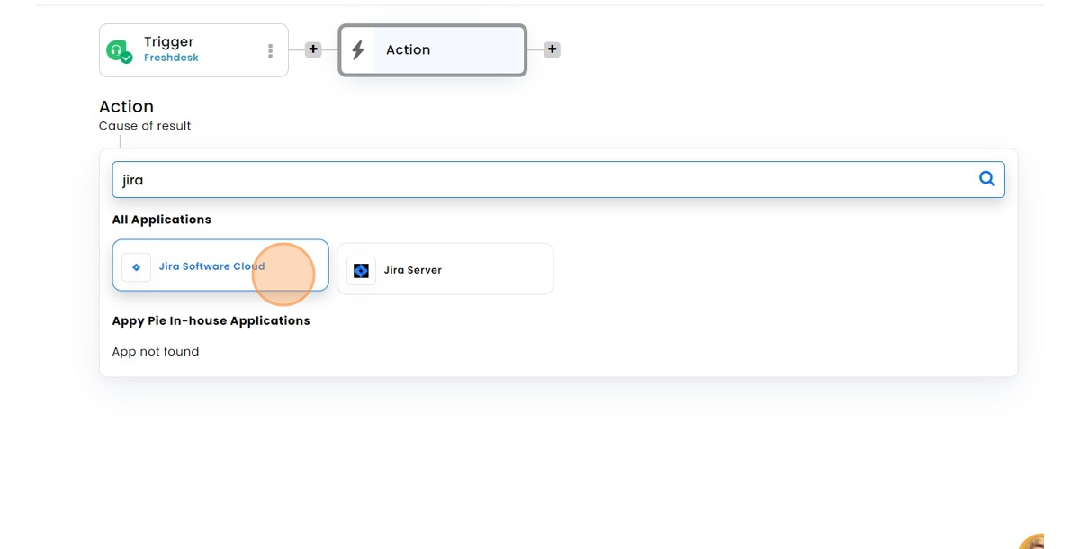 Select Jira as action app