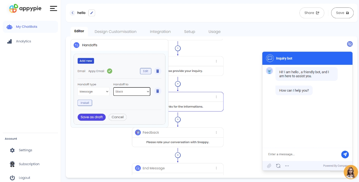 Select Handoff Type and Location