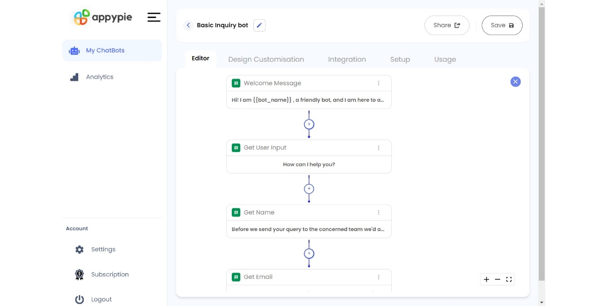 Edit bot conversation flow