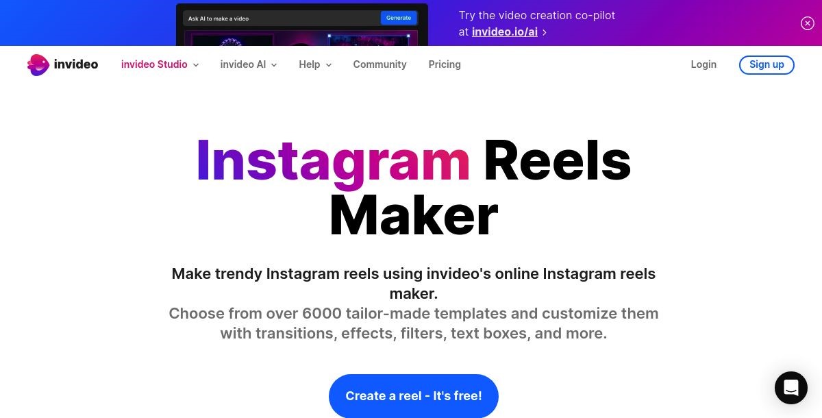 Invideo Instagram Reels Maker