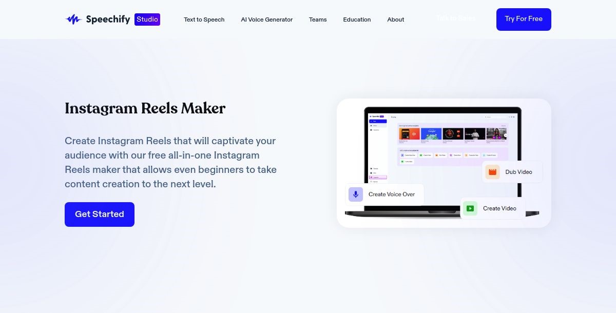 Speechify Studio Instagram Reels Maker