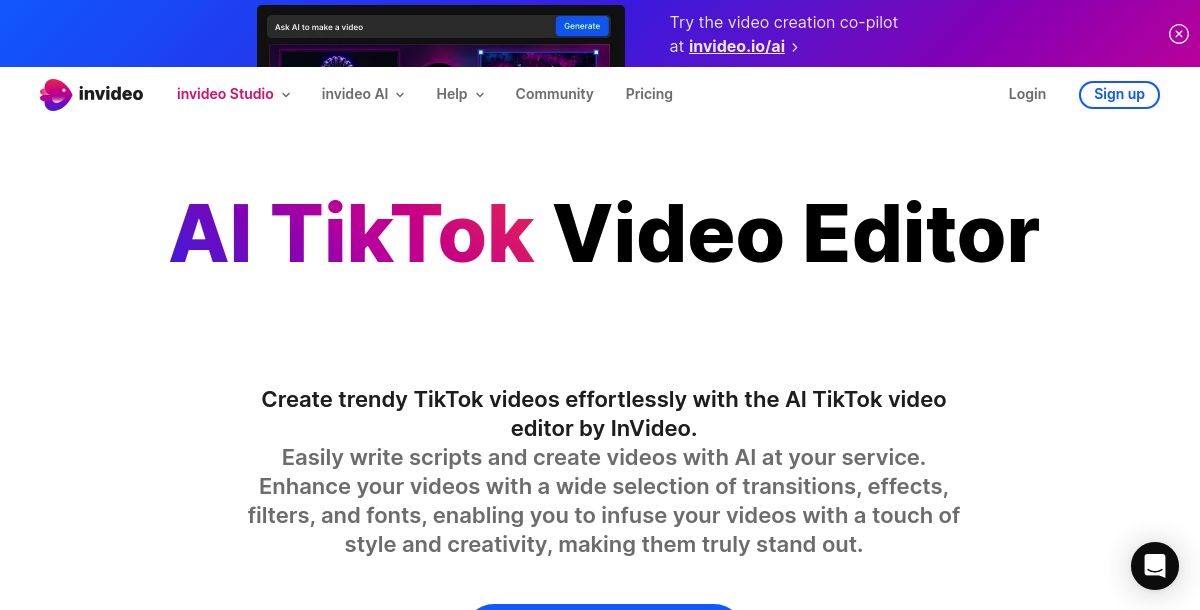 Invideo AI - AI TikTok Video Editor