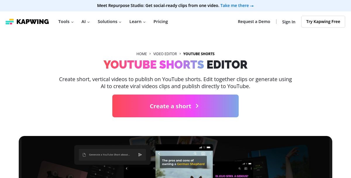 Kapwing AI YouTube Shorts Maker