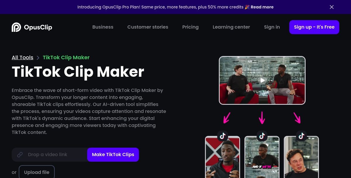 Opus Clip AI TikTok Clip Maker