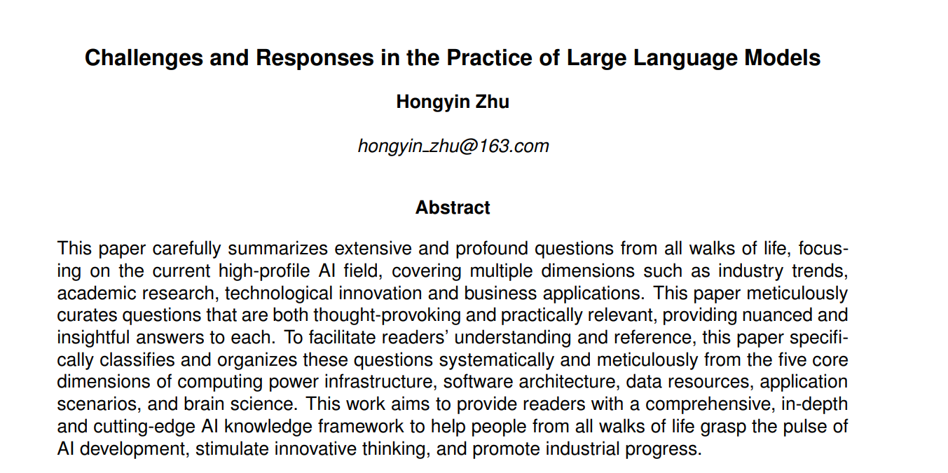 Challenges and Responses in the Practice of Large Language Models