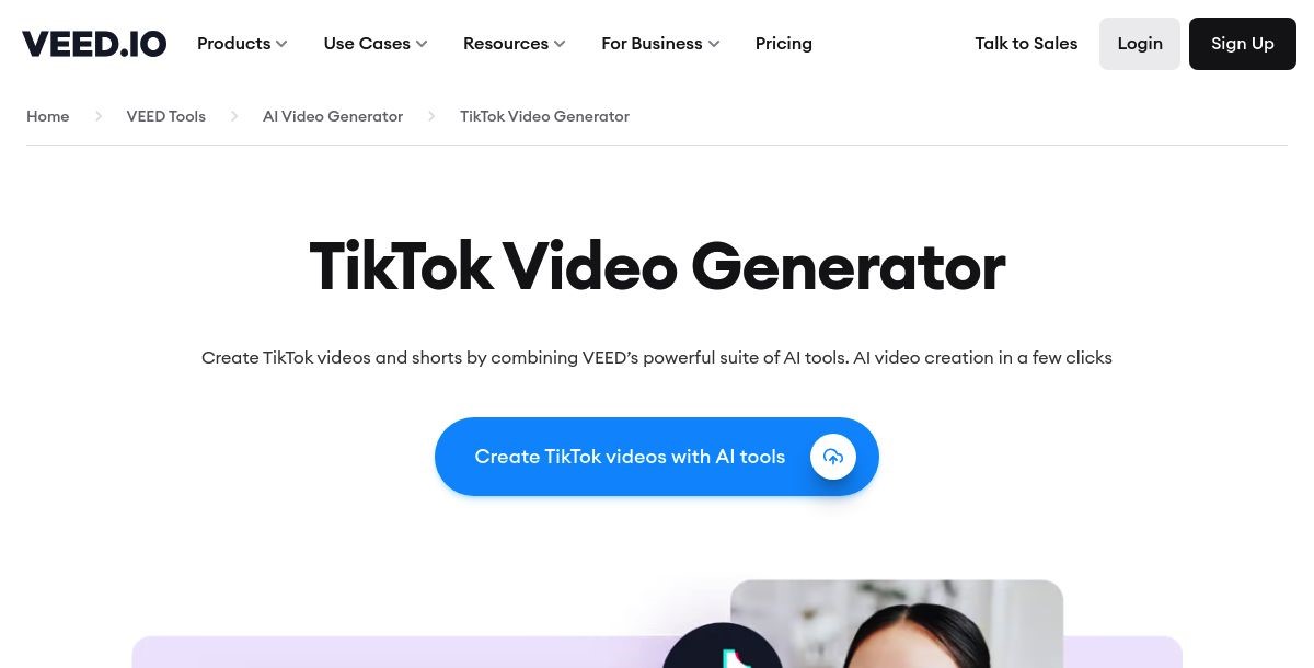 VEED.io AI TikTok Video Generator