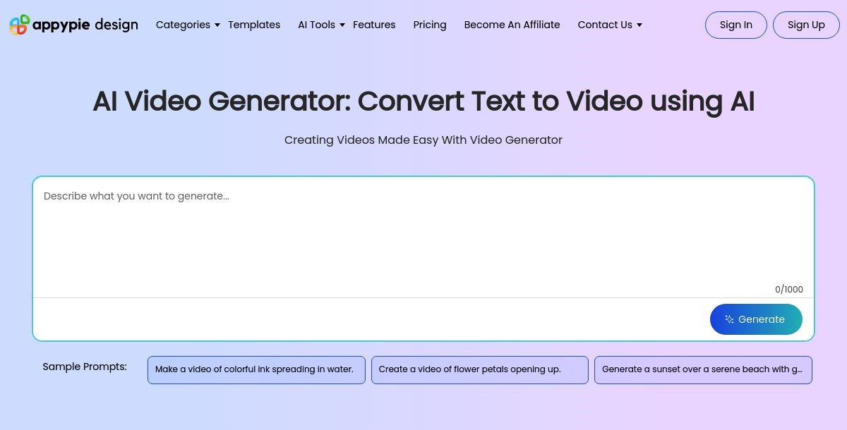 Appy Pie's AI Video Generator