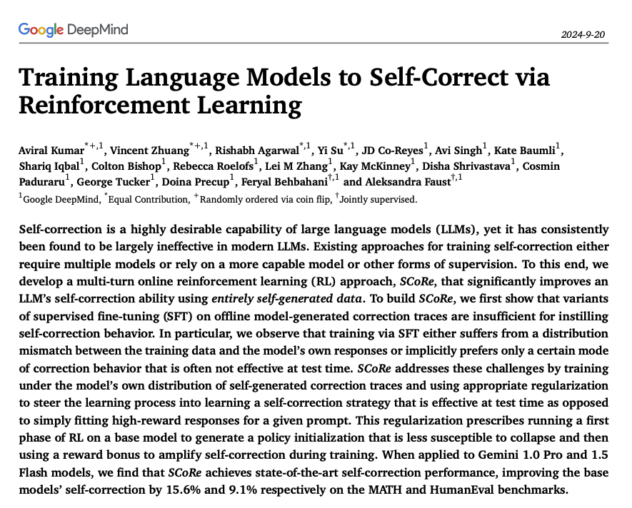 Training LLMs to Self-Correct via RL