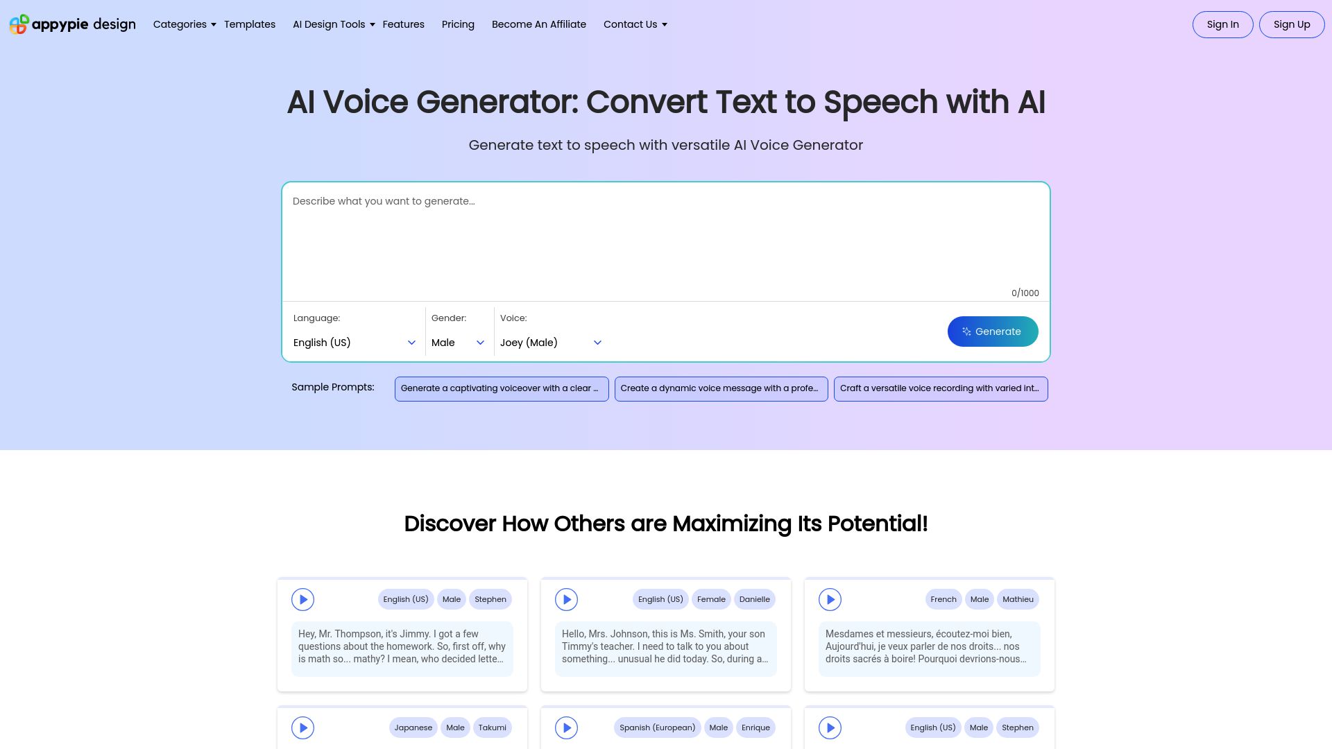 Appy Pie AI Voice Generator