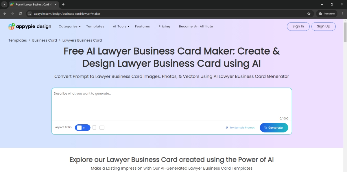 AI Lawyer Business Card Maker