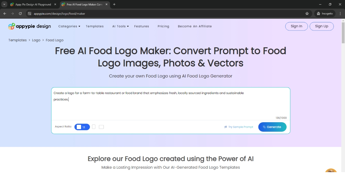 Prompt to Food Logo