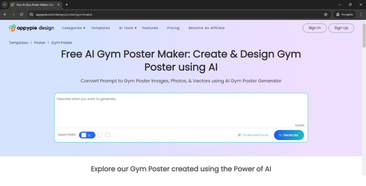 AI Gym Poster Maker