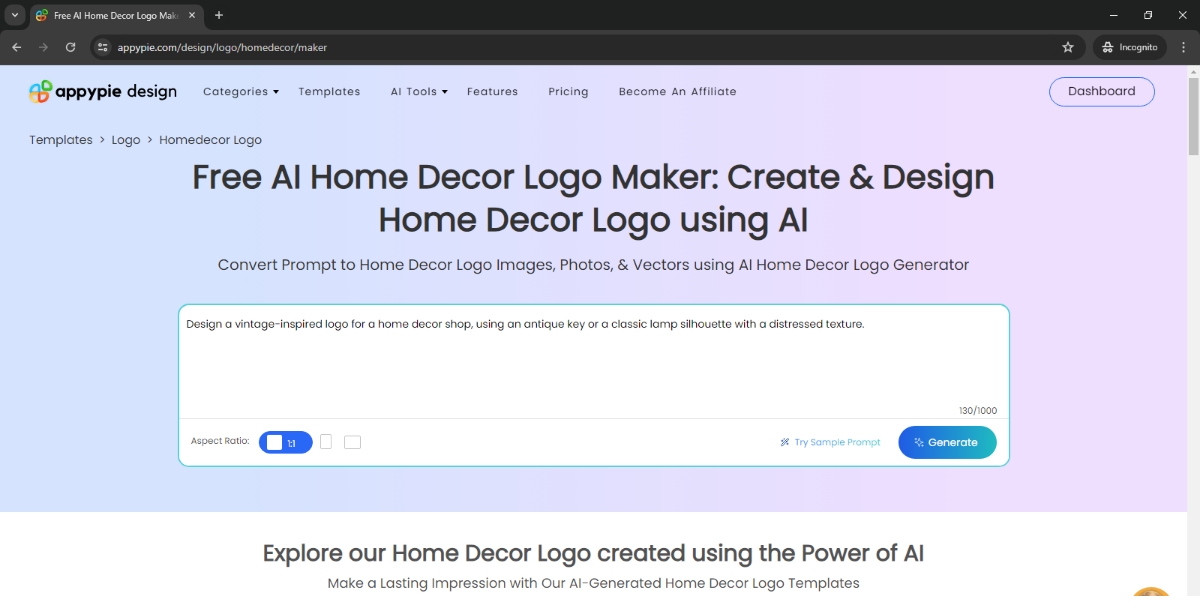 Prompt to Home Decor Logo