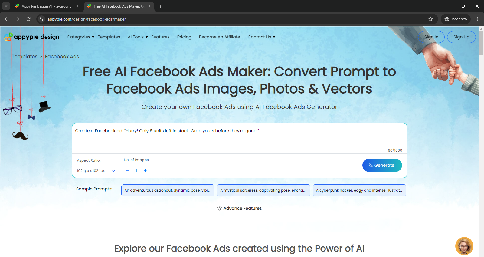 Prompts to Facebook Ads
