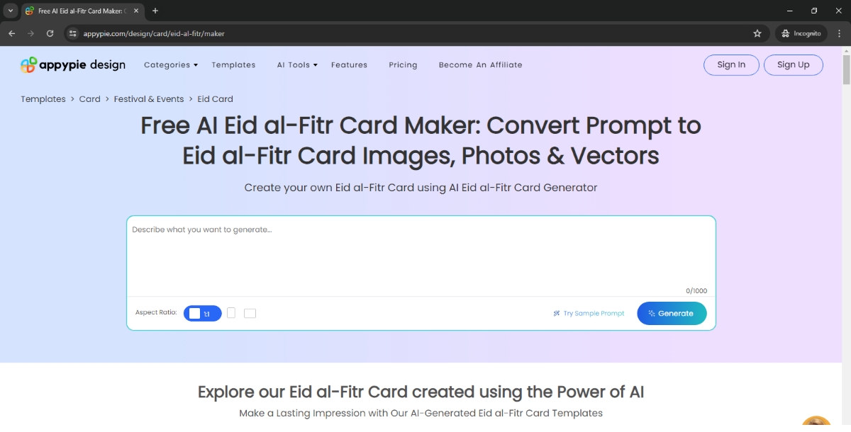 AI Eid Al Fitr Card Maker