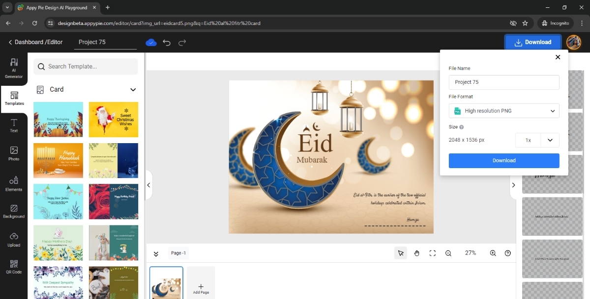 Download Eid Al Fitr Card Design