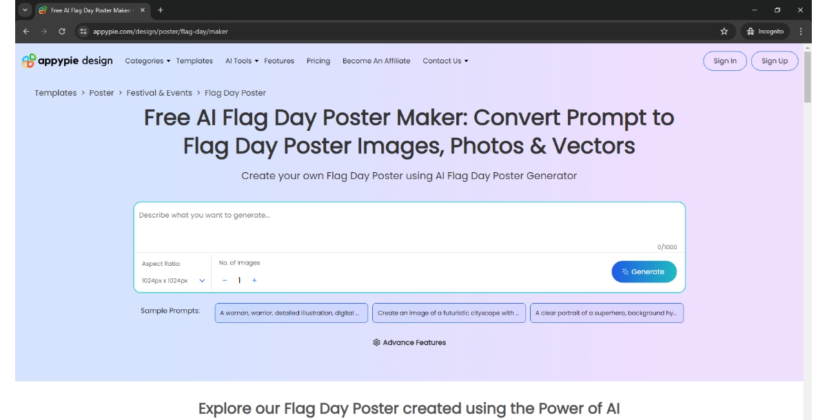 AI Flag Day Poster Maker