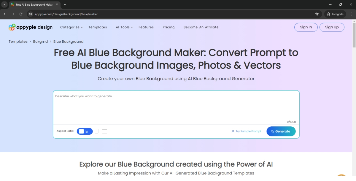 AI Blue Background Maker