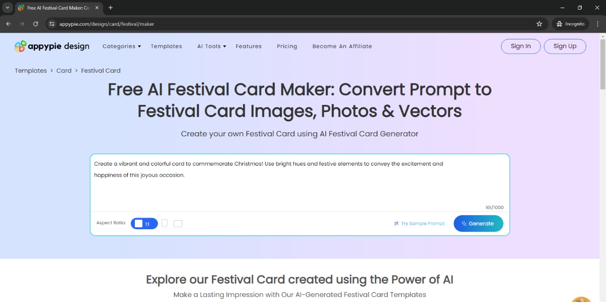 Prompt to Festival Card