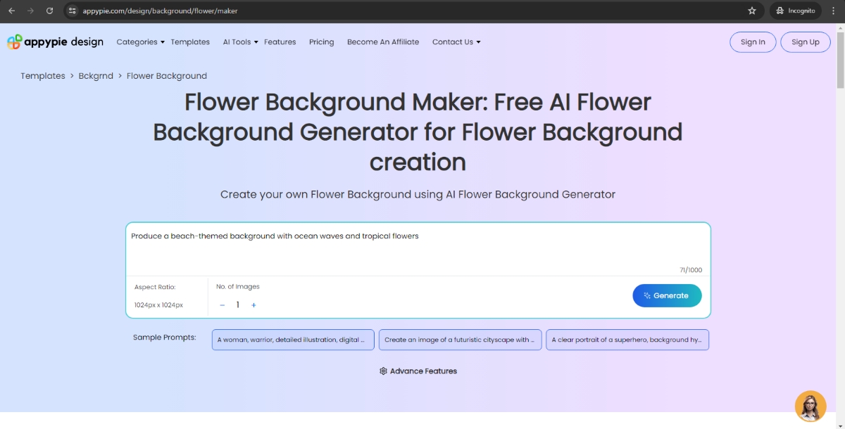 Prompt to Flower Background